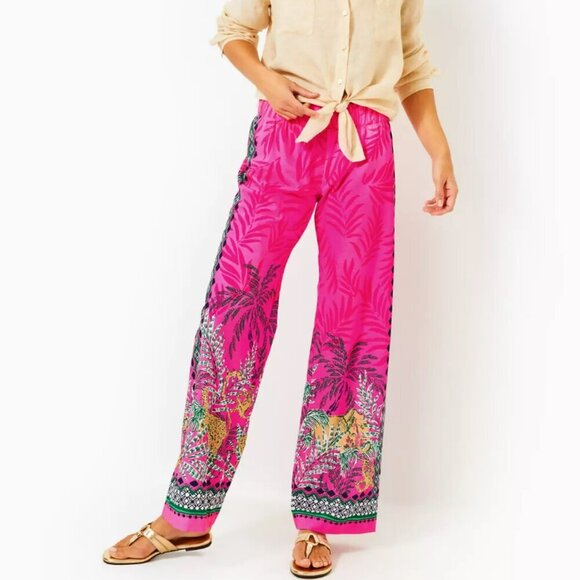 Lilly Pulitzer Pants - Lily Pulitzer Bal Harbor palazzo Vibrant Pink Patterned Pants